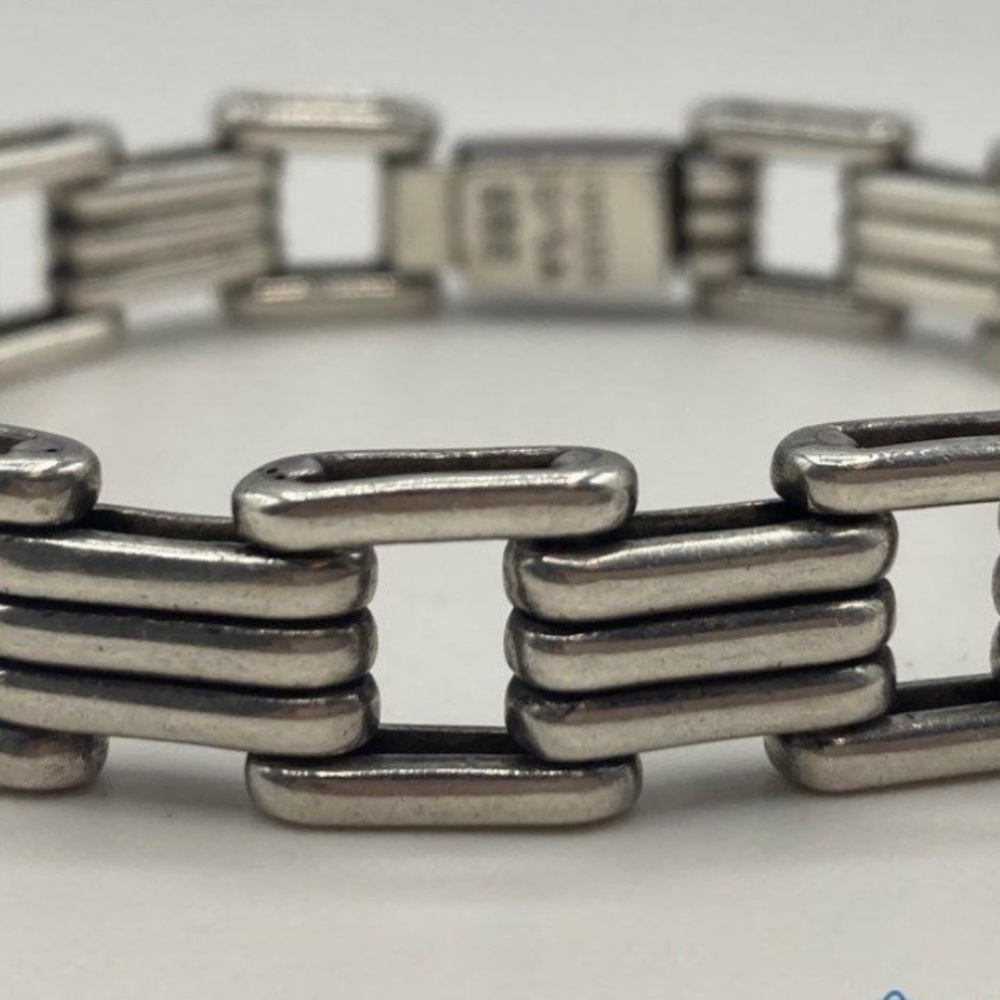 8" Modernist TL-50 925 Mexico Sterling Silver Link Bracelet 36.59g